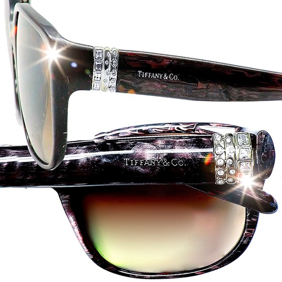 Nwt, Authentic Tiffany & Co. 8160/3B Elegant Pearl Brown Marbled Sunglasses - Picture 9 of 16
